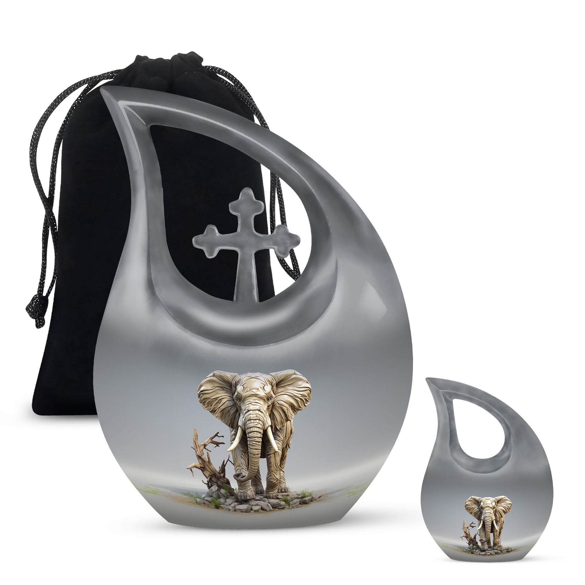 Teardrop Shape Elephant Urn Large Urn With 1 Keepsake Urn