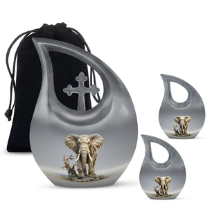 Teardrop Shape Elephant Urn Large Urn With 2 Keepsake Urn