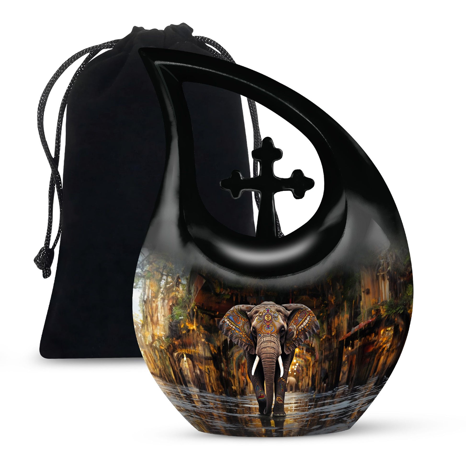 Teardrop Shape Elephant Urn Large 10 Inch