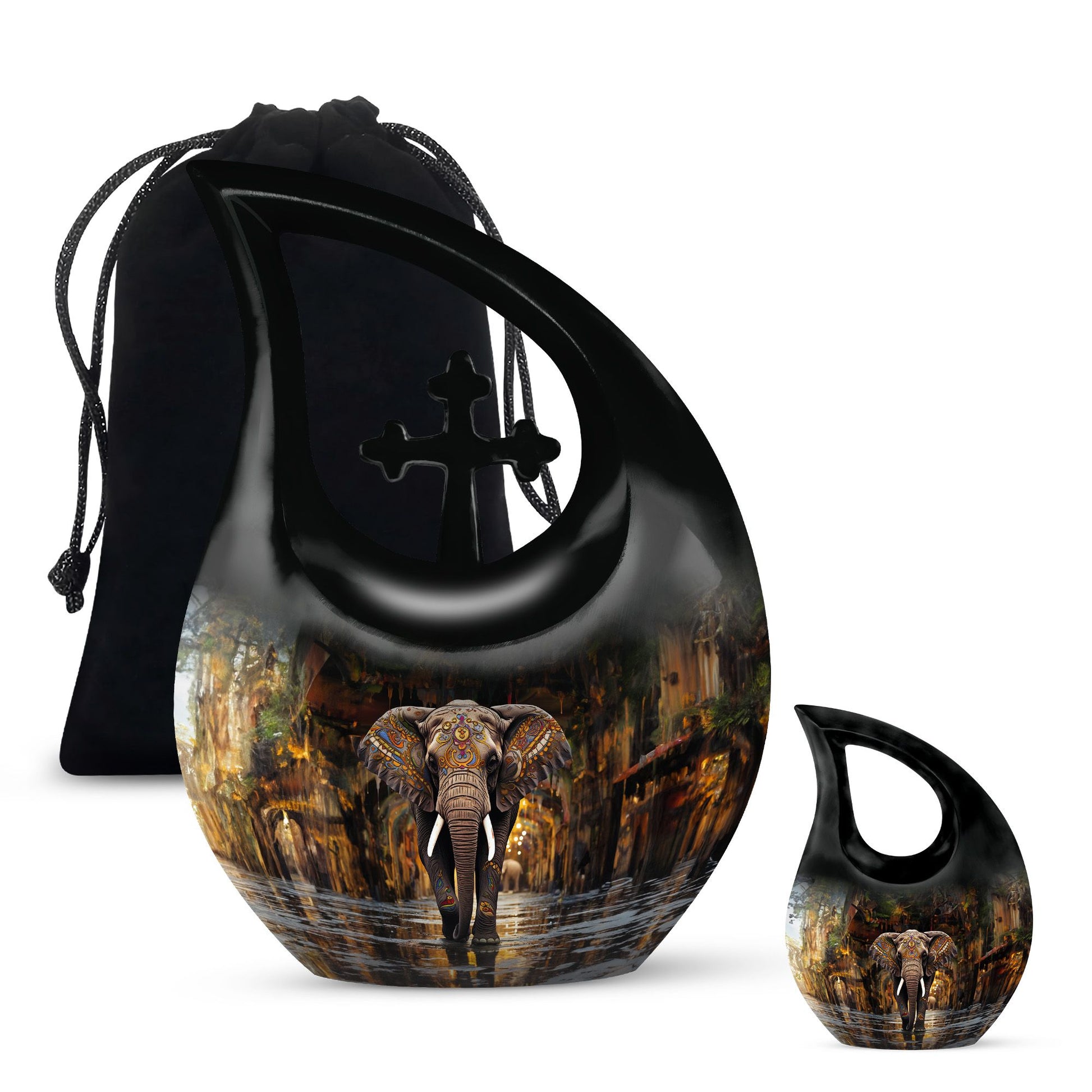 Teardrop Shape Elephant Urn Large Urn With 1 Keepsake Urn
