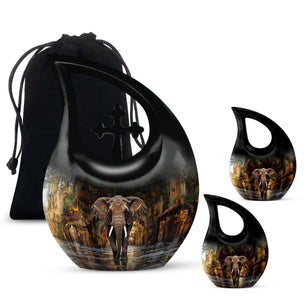 Teardrop Shape Elephant Urn Large Urn With 2 Keepsake Urn