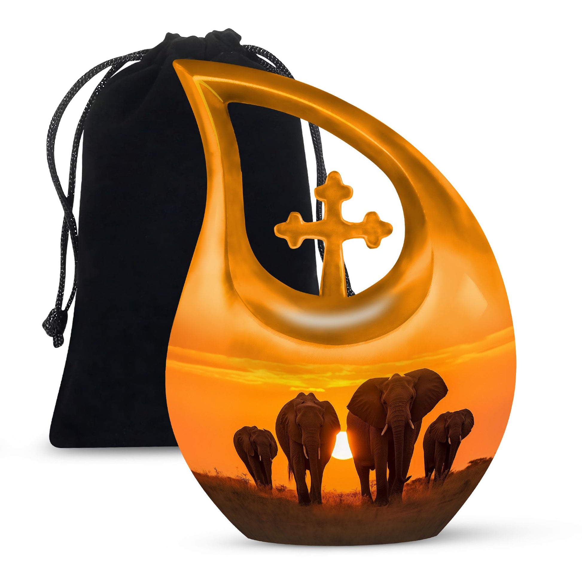 Teardrop Shape Elephant Urn Large 10 Inch