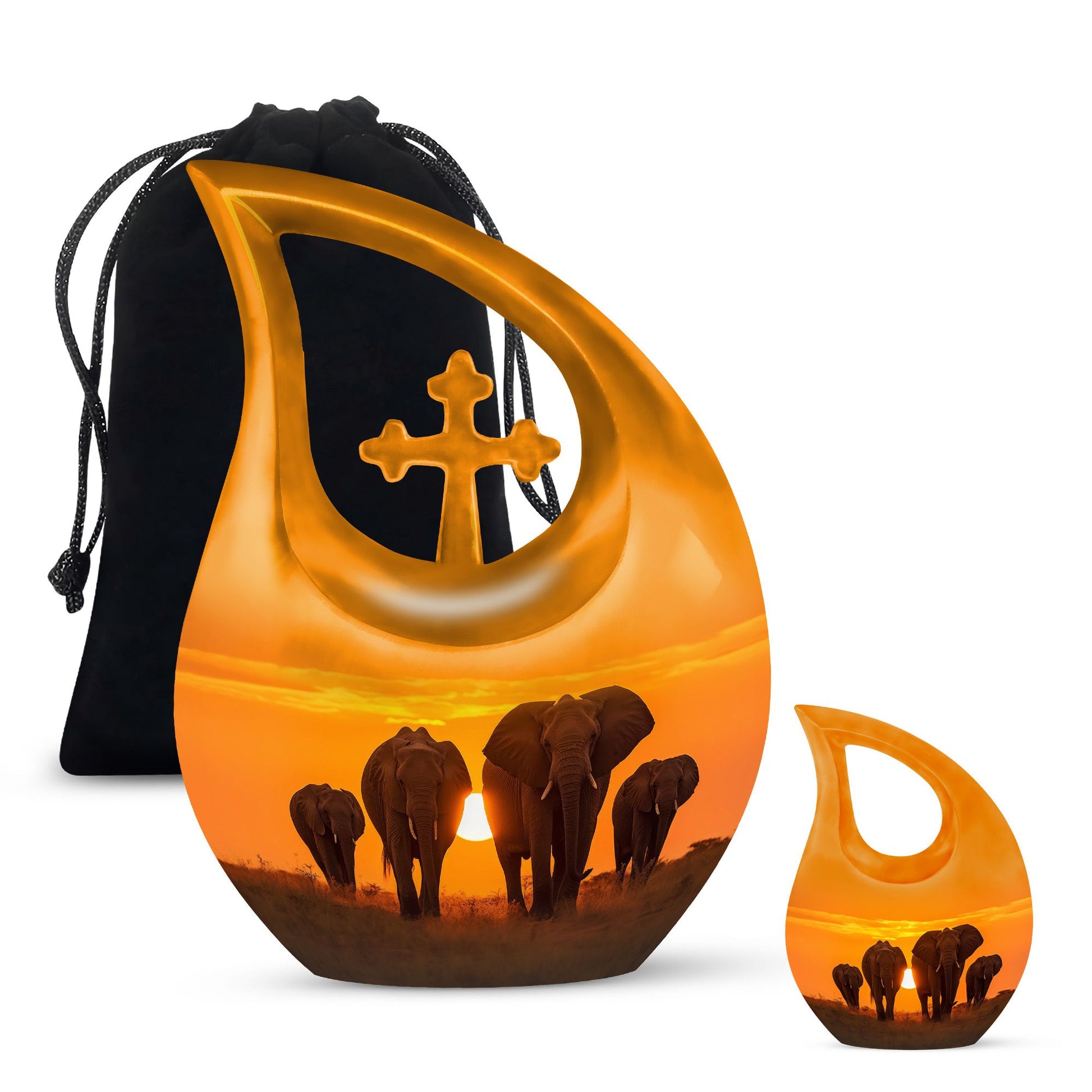 Teardrop Shape Elephant Urn Large Urn With 1 Keepsake Urn