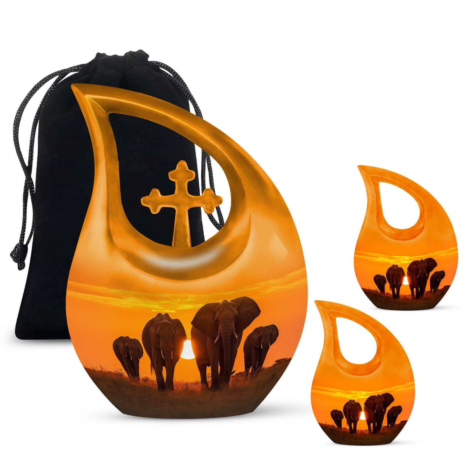 Teardrop Shape Elephant Urn Large Urn With 2 Keepsake Urn