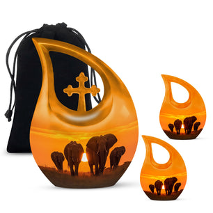 Teardrop Shape Elephant Urn Large Urn With 2 Keepsake Urn