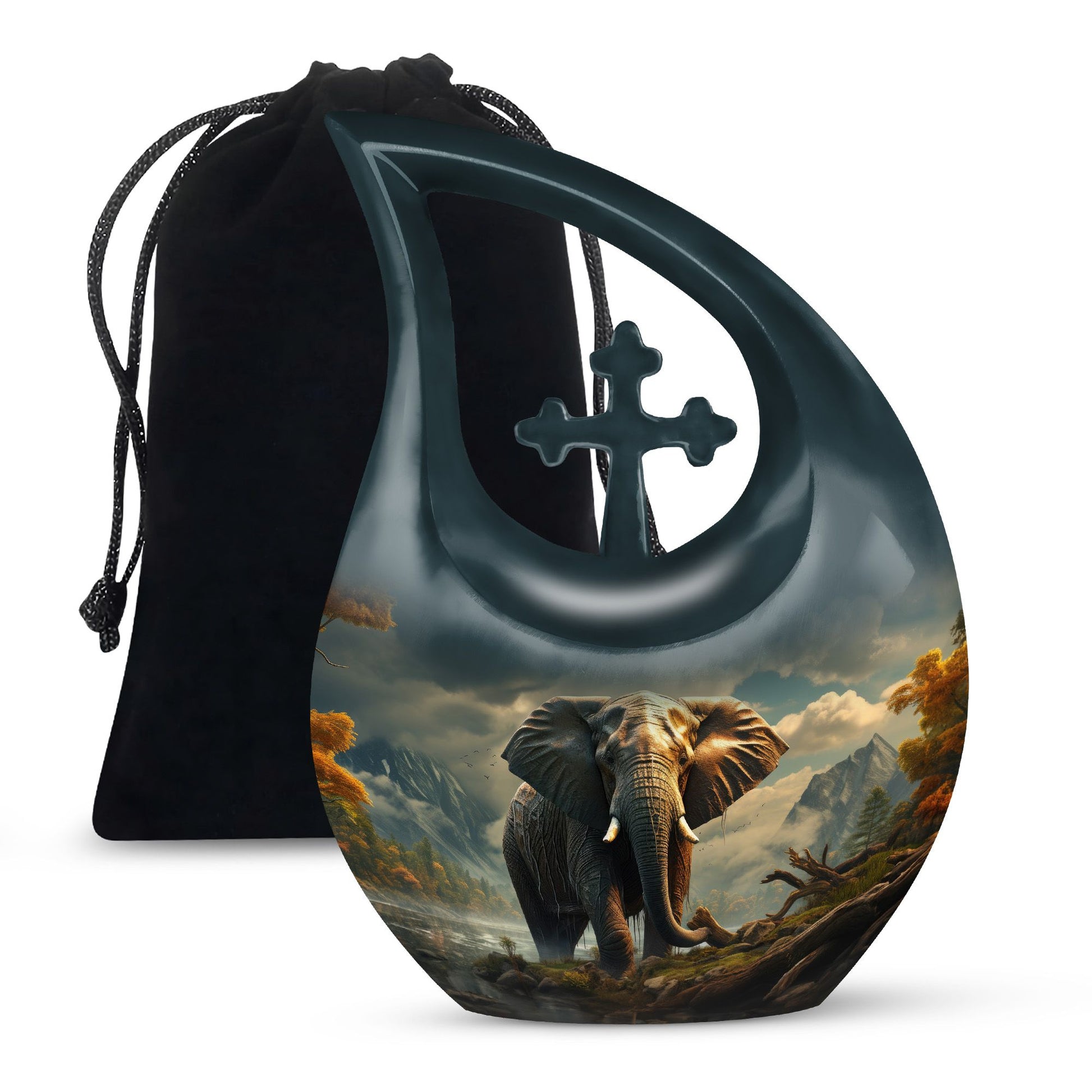 Teardrop Shape Elephant Urn Large 10 Inch