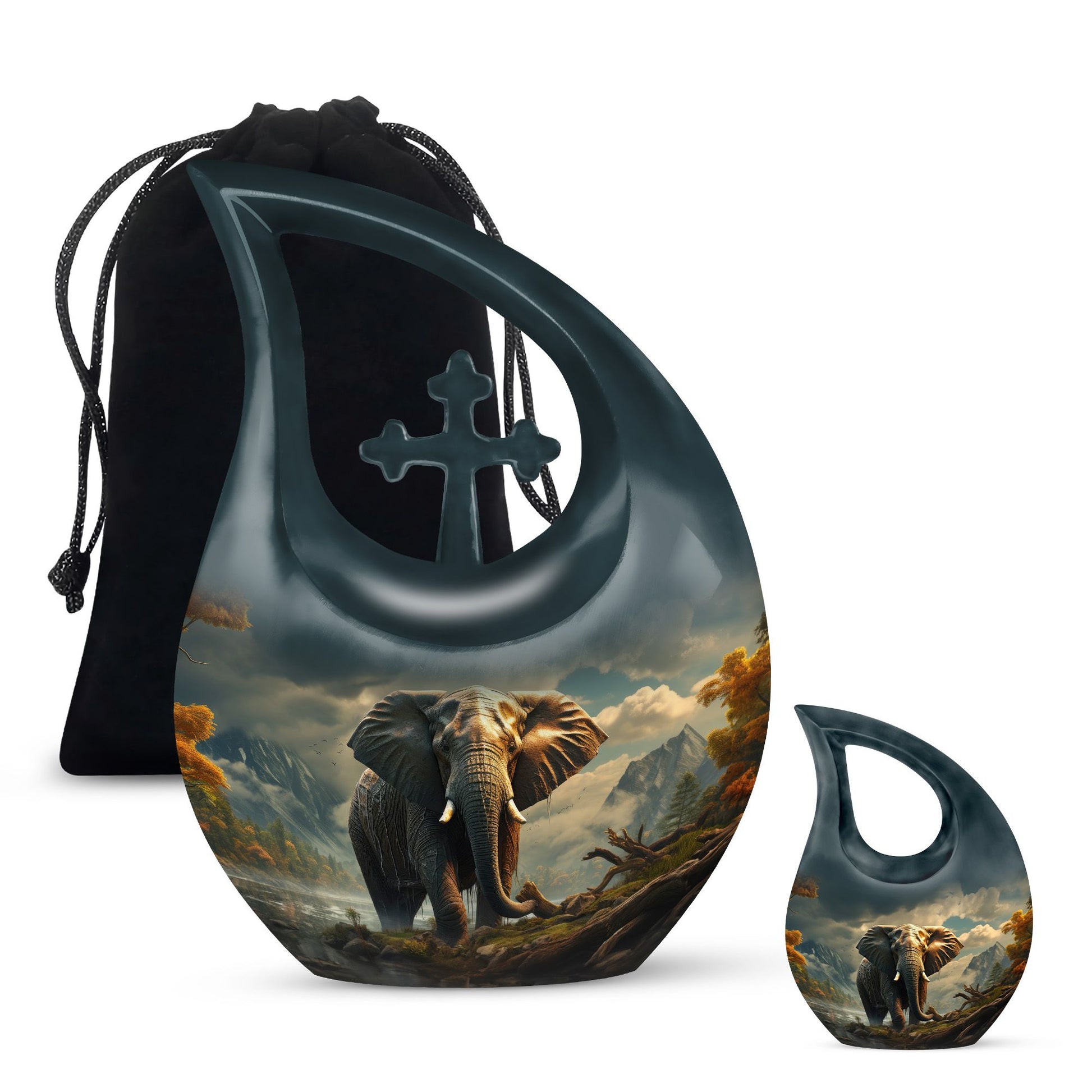 Teardrop Shape Elephant Urn Large Urn With 1 Keepsake Urn