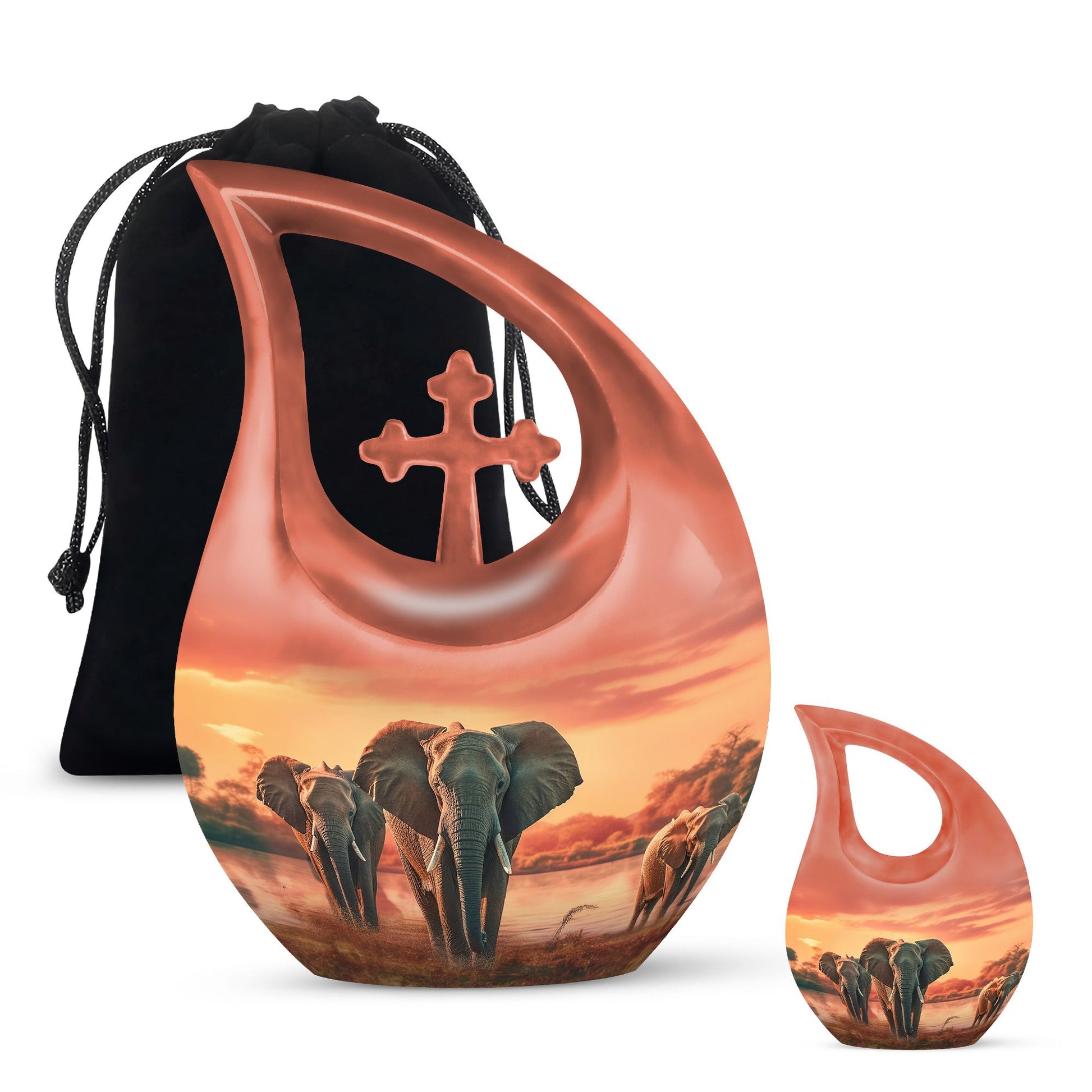 Teardrop Shape Elephant Urn Large Urn With 1 Keepsake Urn