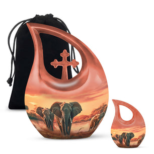 Teardrop Shape Elephant Urn Large Urn With 1 Keepsake Urn