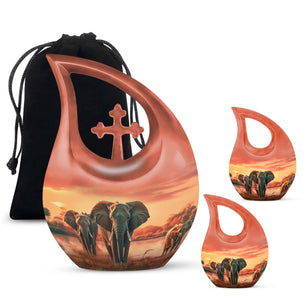 Teardrop Shape Elephant Urn Large Urn With 2 Keepsake Urn