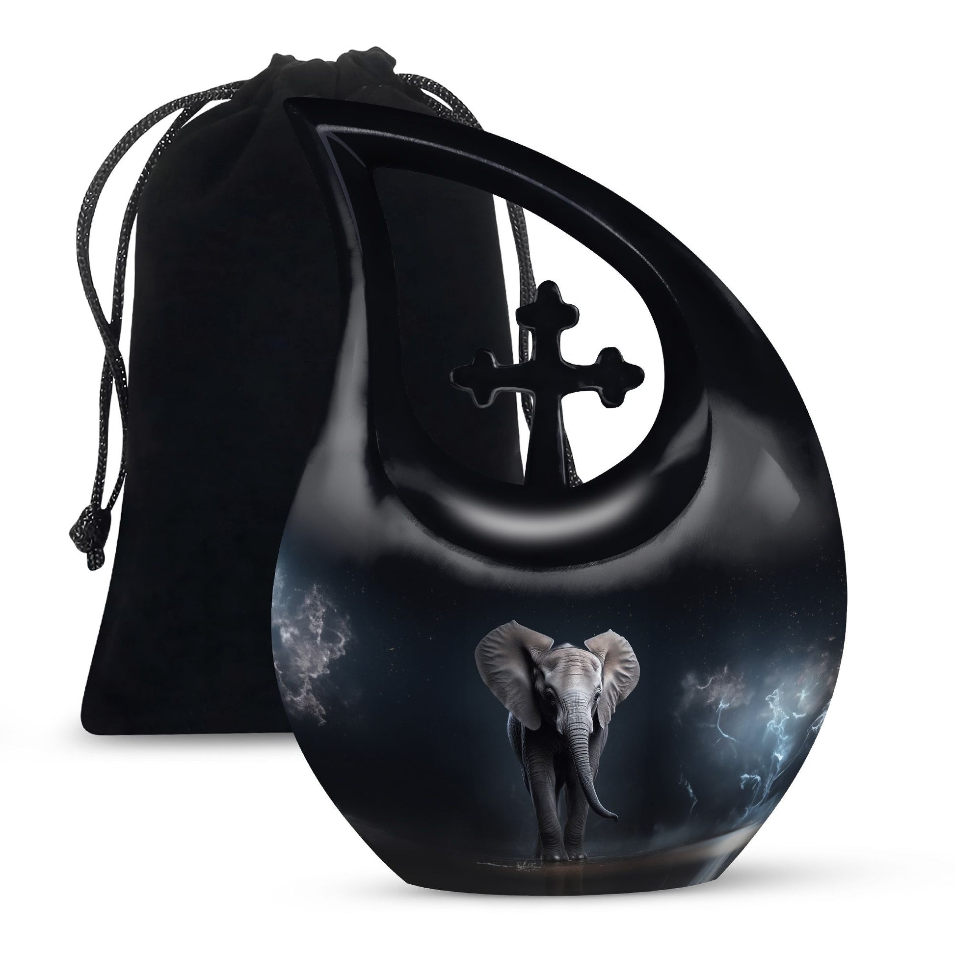Teardrop Shape Elephant Urn Large 10 Inch