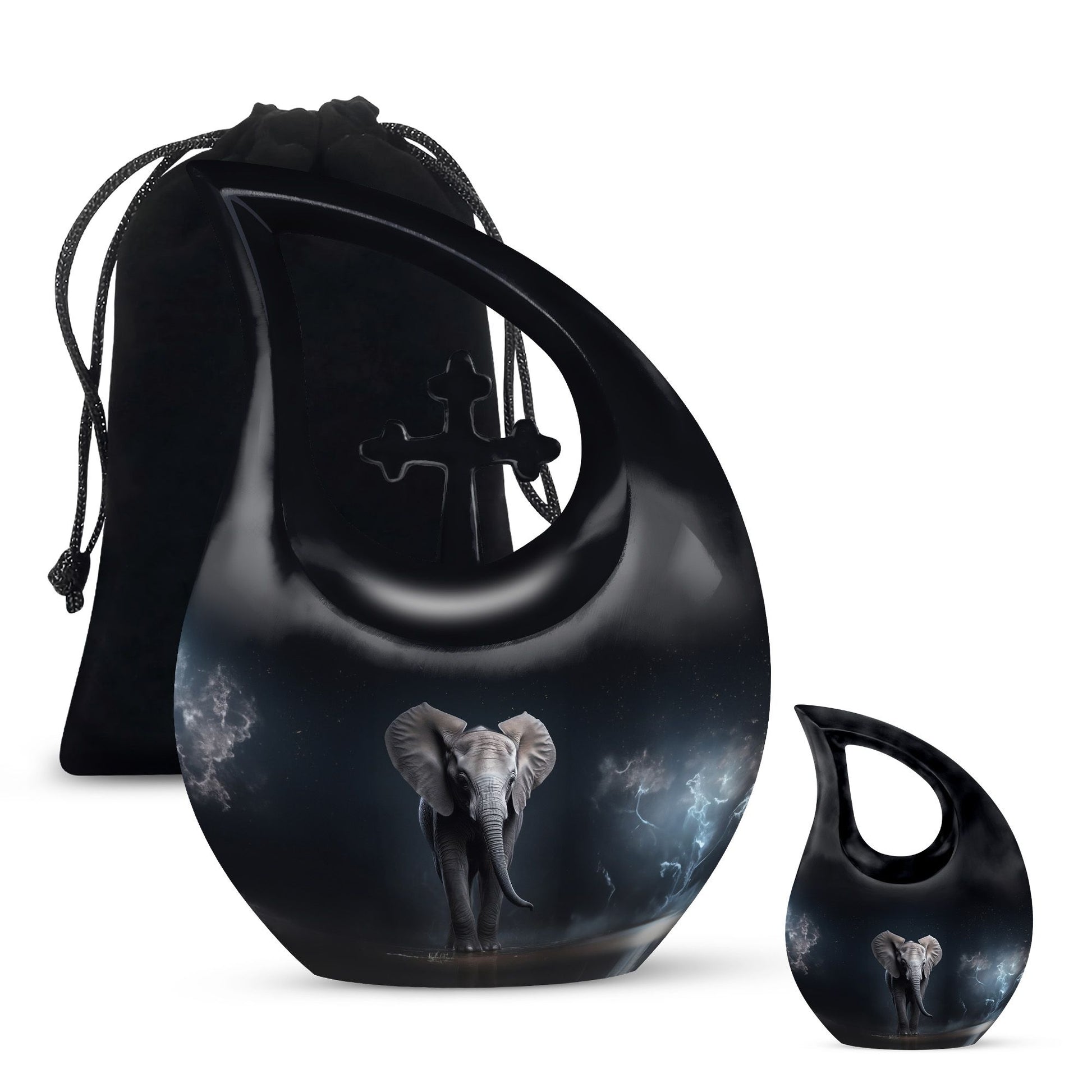 Teardrop Shape Elephant Urn Large Urn With 1 Keepsake Urn