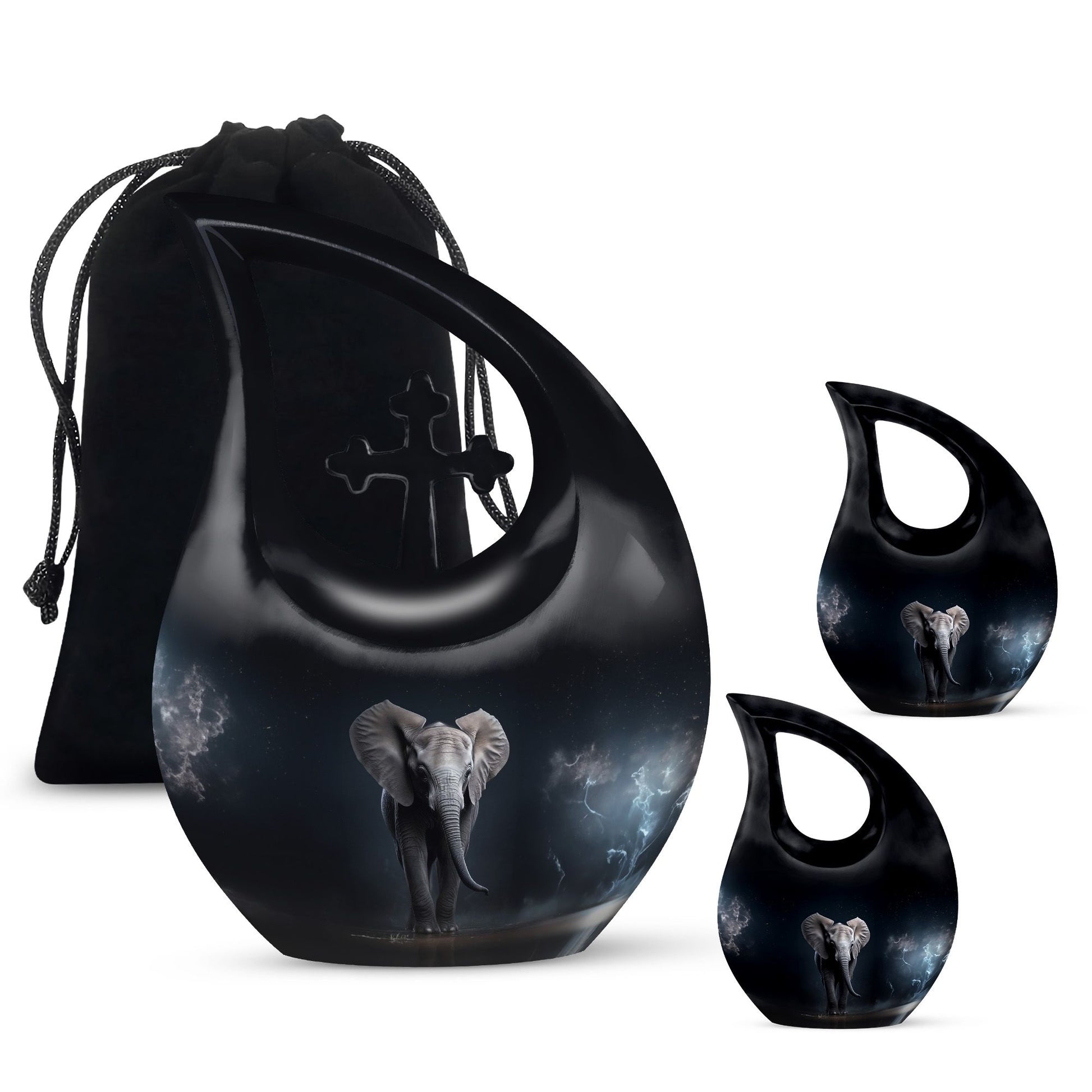 Teardrop Shape Elephant Urn Large Urn With 2 Keepsake Urn