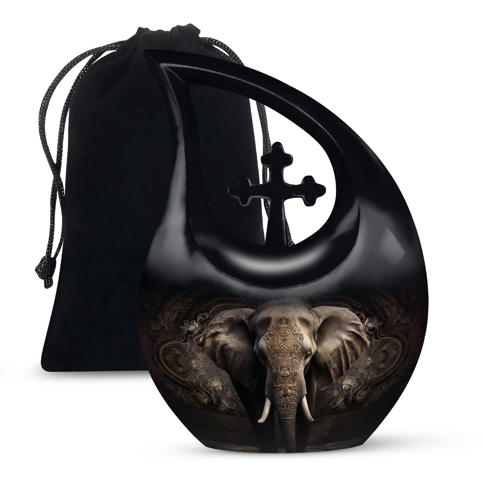 Teardrop Shape Elephant Urn Large 10 Inch