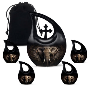 Teardrop Shape Elephant Urn Large Urn With 4 Keepsake Urn