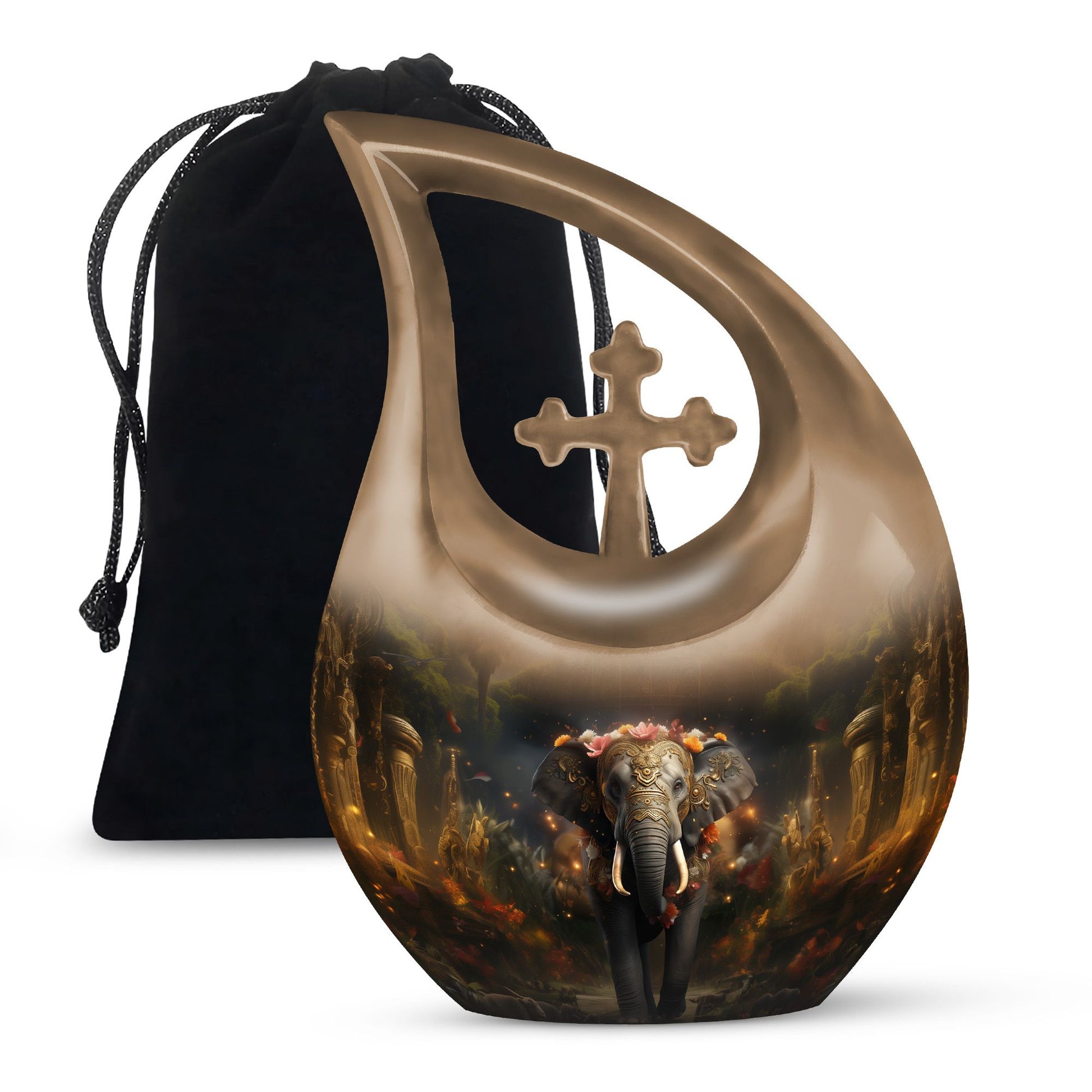 Teardrop Shape Elephant Urn Large 10 Inch