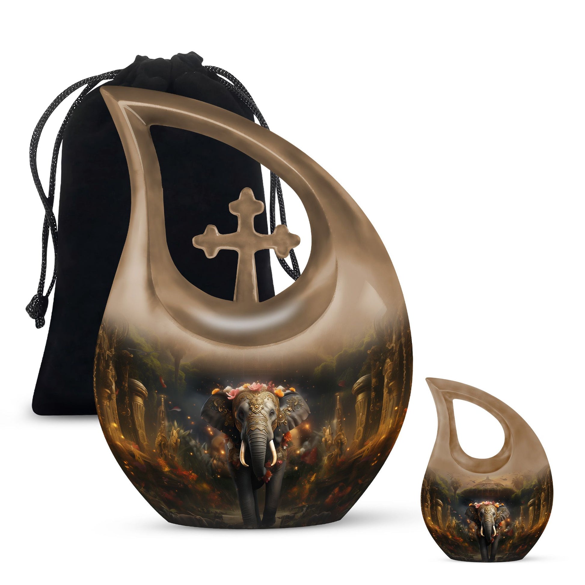 Teardrop Shape Elephant Urn Large Urn With 1 Keepsake Urn