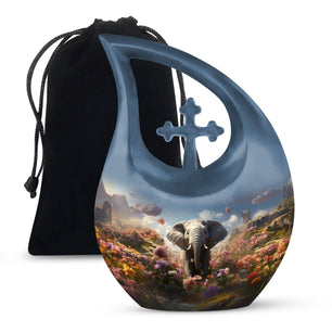 Teardrop Shape Elephant Urn Large 10 Inch