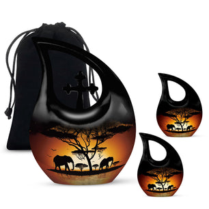 Teardrop Shape Elephant Urn Large Urn With 2 Keepsake Urn