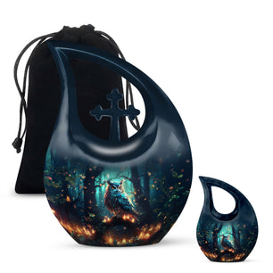 Teardrop Shape Owl Urn Large Urn With 1 Keepsake Urn