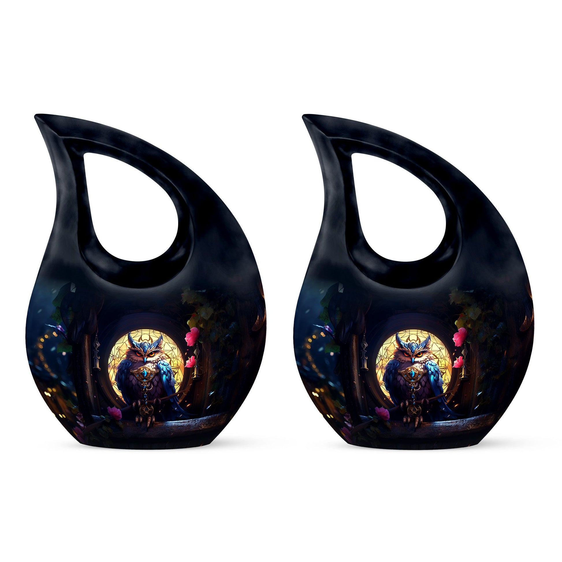 Teardrop Shape Owl Urn Keepsake Urn Pack of 2