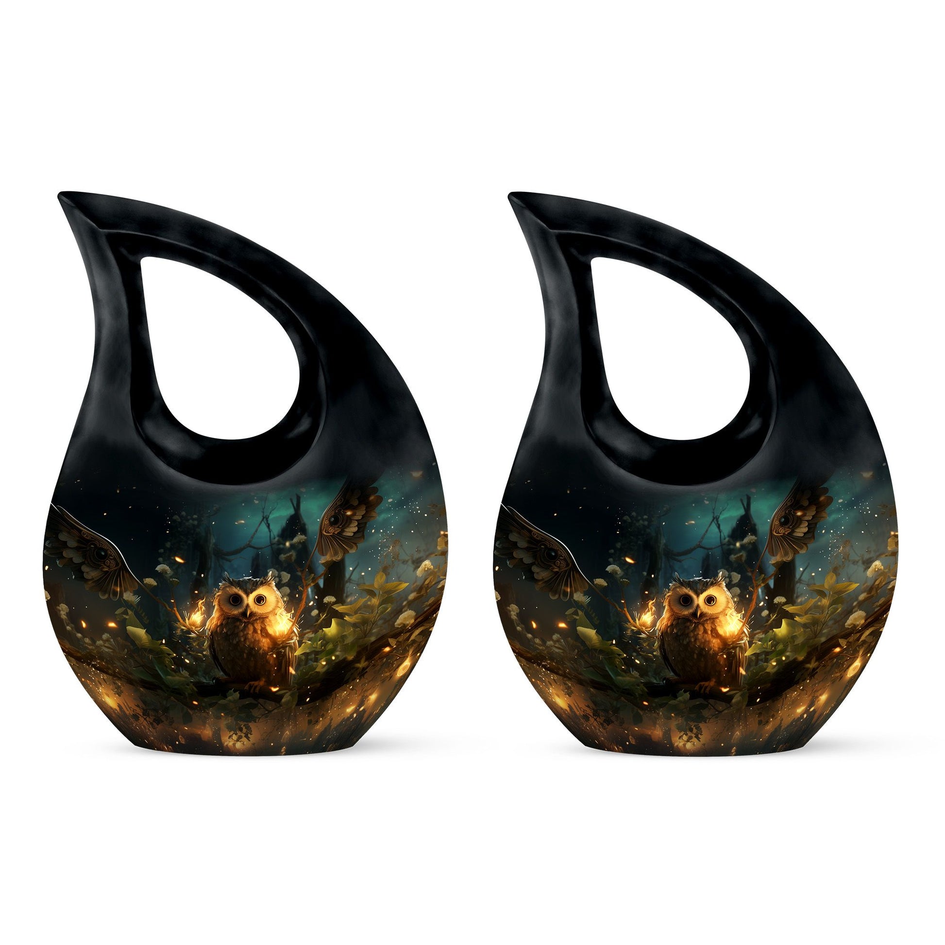 Teardrop Shape Owl Urn Keepsake Urn Pack of 2