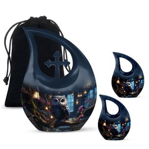 Teardrop Shape Owl Urn Large Urn With 2 Keepsake Urn