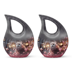 Teardrop Shape Owl Urn Keepsake Urn Pack of 2