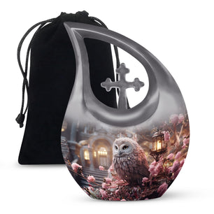 Teardrop Shape Owl Urn Large 10 Inch