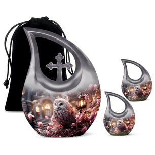 Teardrop Shape Owl Urn Large Urn With 2 Keepsake Urn