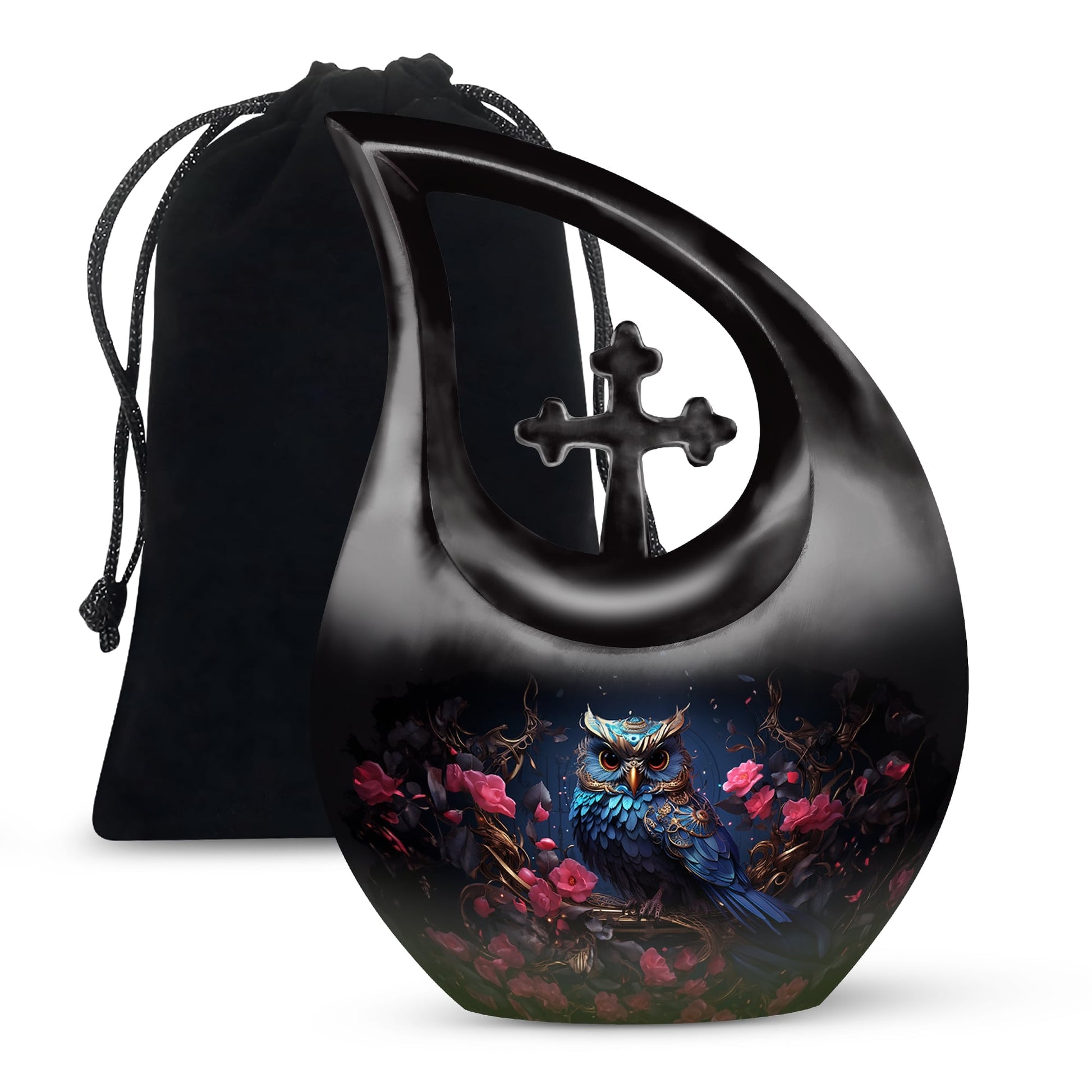 Teardrop Shape Owl Urn Large 10 Inch