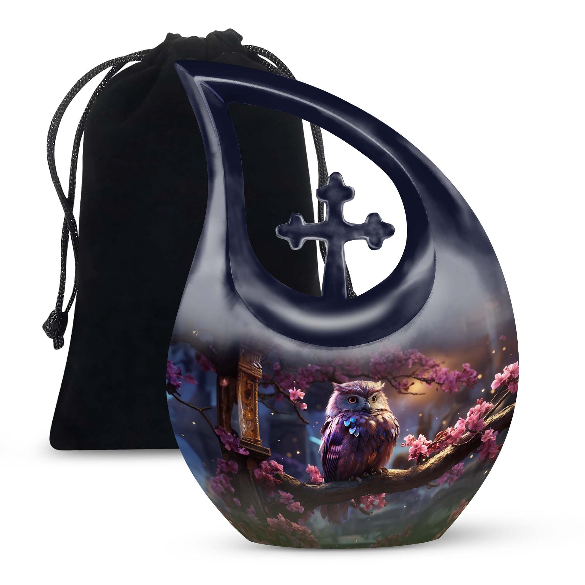 Teardrop Shape Owl Urn Large 10 Inch
