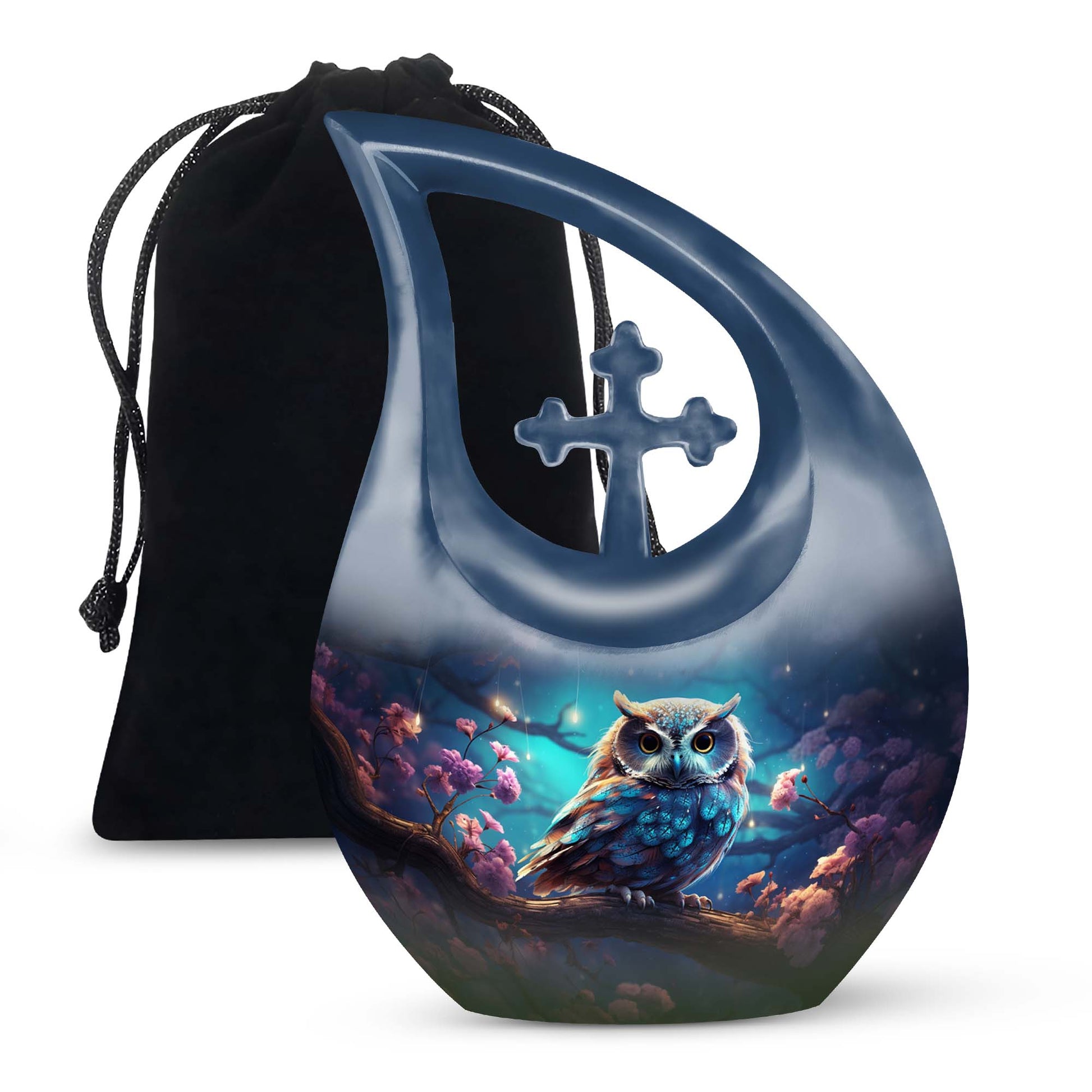 Teardrop Shape Owl Urn Large 10 Inch