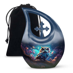 Teardrop Shape Owl Urn Large 10 Inch