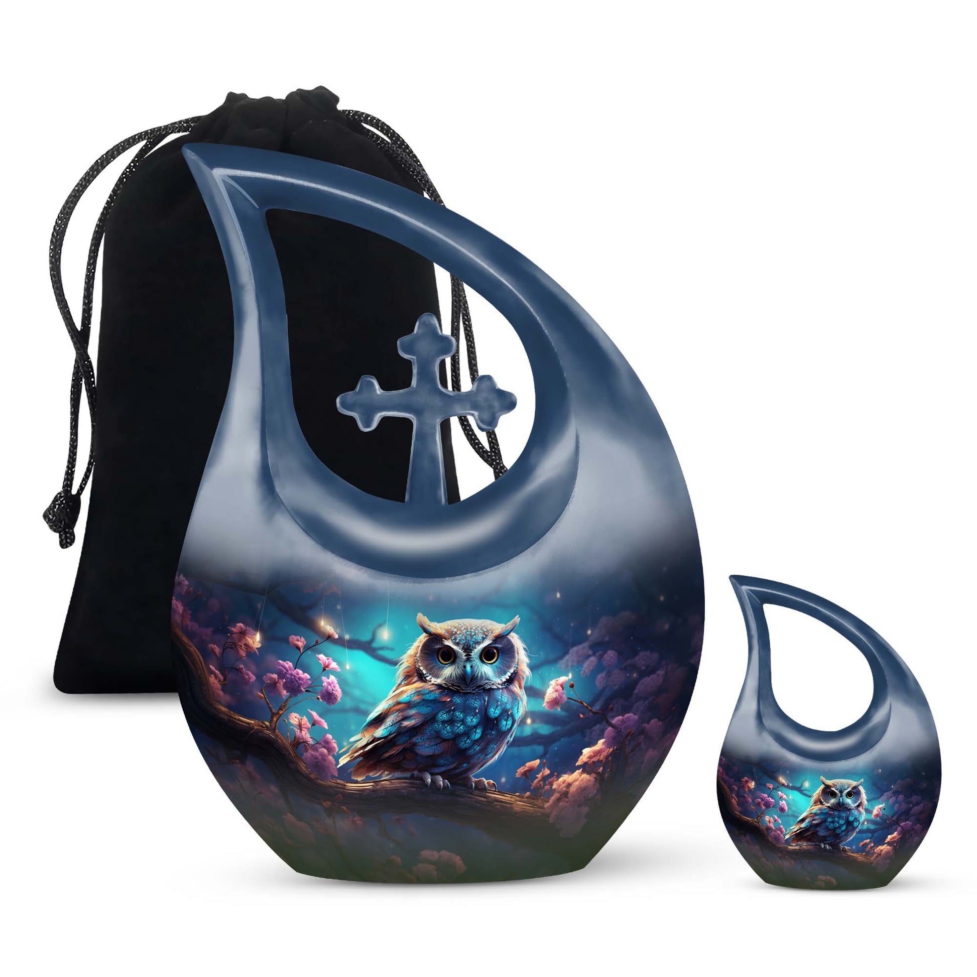 Teardrop Shape Owl Urn Large Urn With 1 Keepsake Urn