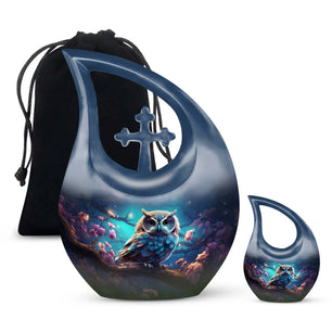 Teardrop Shape Owl Urn Large Urn With 1 Keepsake Urn