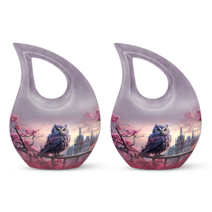 Teardrop Shape Owl Urn Keepsake Urn Pack of 2