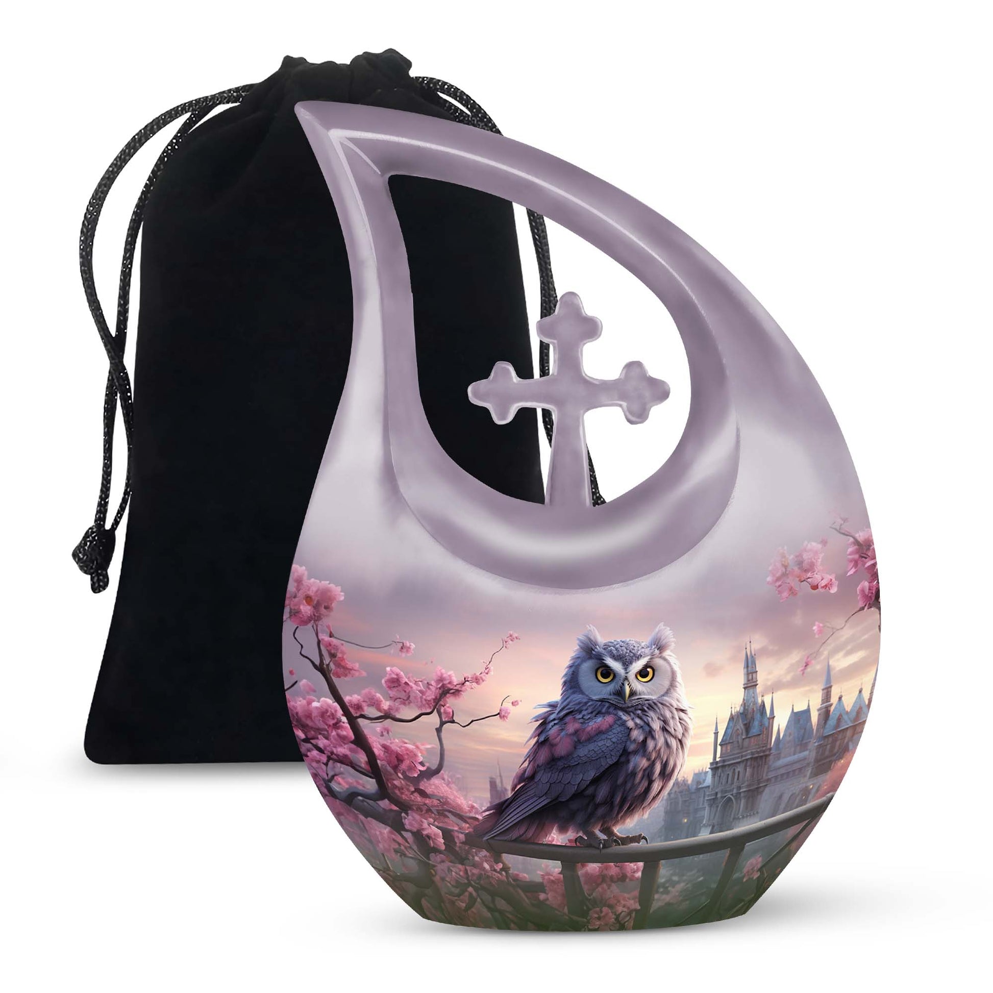 Teardrop Shape Owl Urn Large 10 Inch
