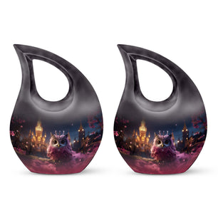 Teardrop Shape Owl Urn Keepsake Urn Pack of 2