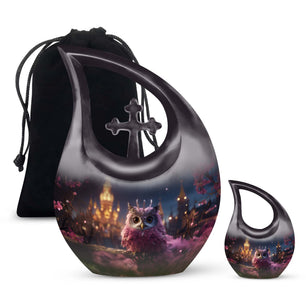 Teardrop Shape Owl Urn Large Urn With 1 Keepsake Urn