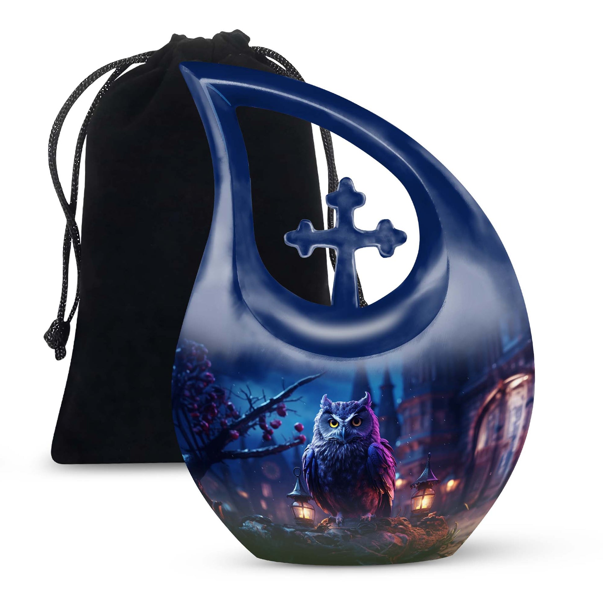 Teardrop Shape Owl Urn Large 10 Inch