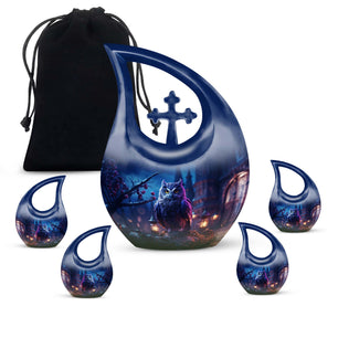 Teardrop Shape Owl Urn Large Urn With 4 Keepsake Urn