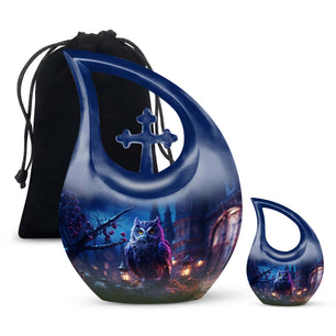 Teardrop Shape Owl Urn Large Urn With 1 Keepsake Urn