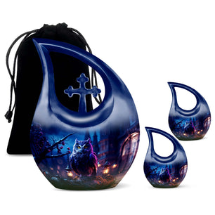 Teardrop Shape Owl Urn Large Urn With 2 Keepsake Urn