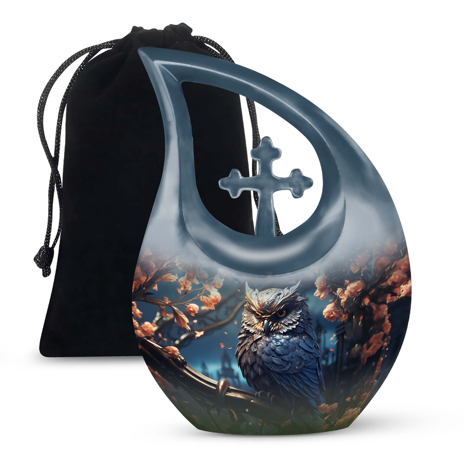 Teardrop Shape Owl Urn Large 10 Inch