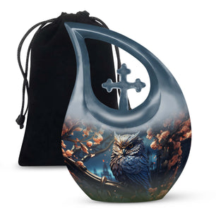 Teardrop Shape Owl Urn Large 10 Inch