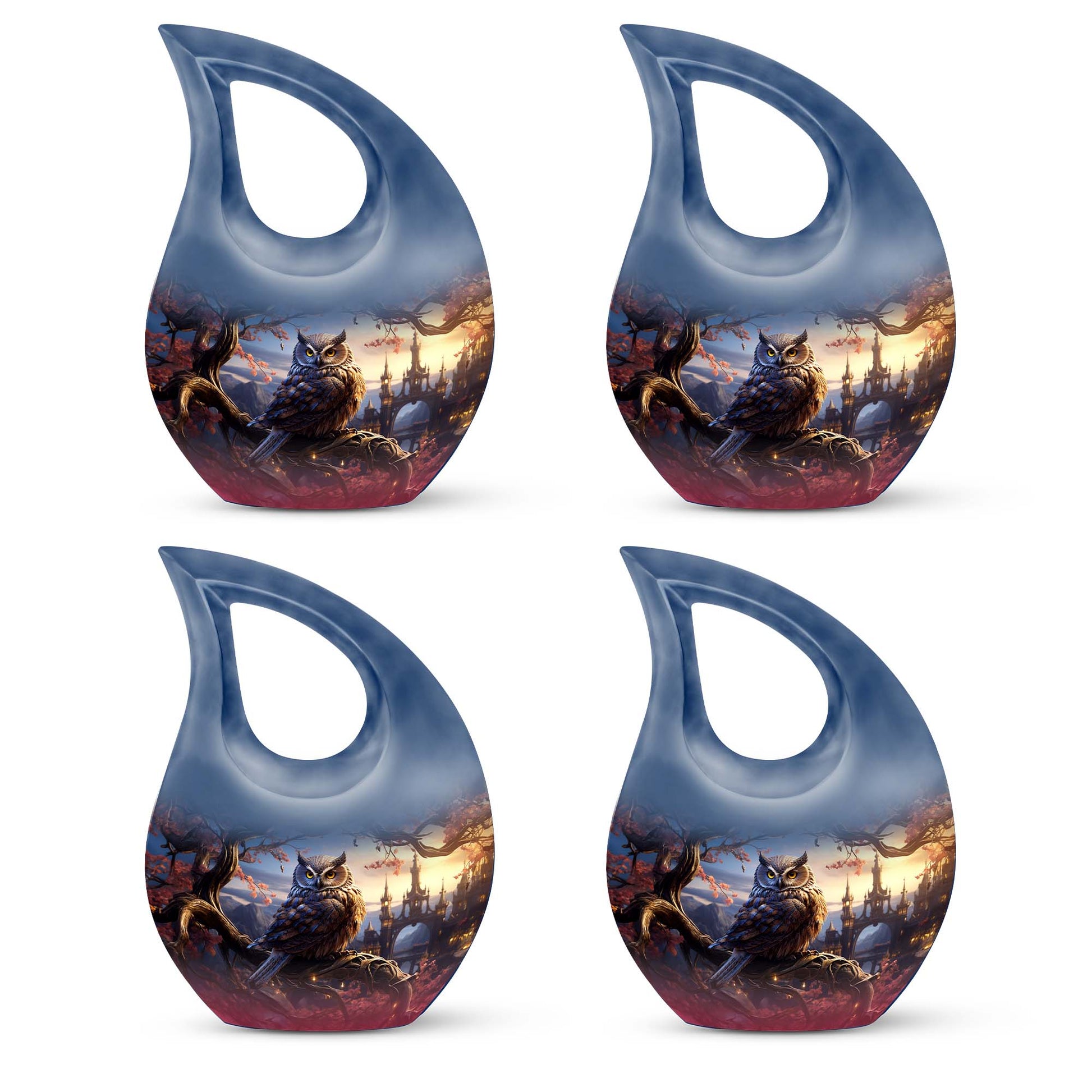 Teardrop Shape Owl Urn Keepsake Urn Pack of 4