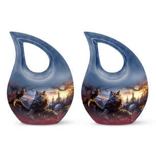 Teardrop Shape Owl Urn Keepsake Urn Pack of 2