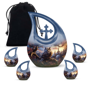 Teardrop Shape Owl Urn Large Urn With 4 Keepsake Urn