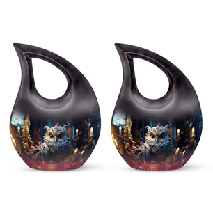 Teardrop Shape Owl Urn Keepsake Urn Pack of 2